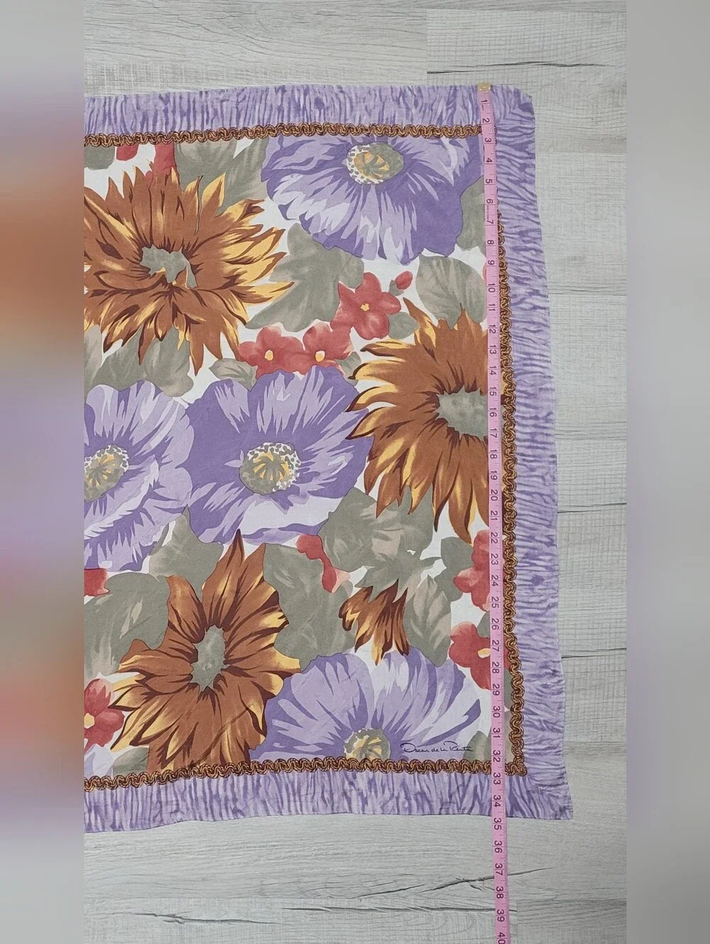 Vintage 80s Oscar de la Renta Silk Floral Scarf OS